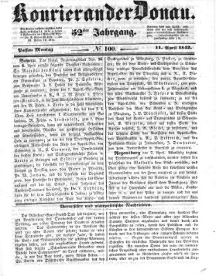 Kourier an der Donau (Donau-Zeitung) Montag 11. April 1842