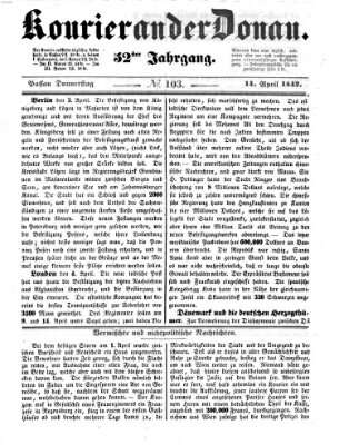 Kourier an der Donau (Donau-Zeitung) Donnerstag 14. April 1842