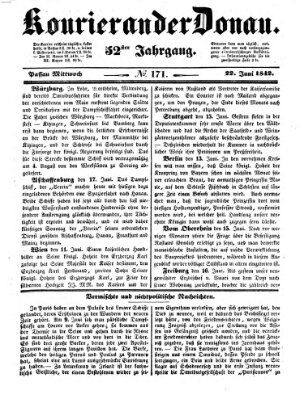 Kourier an der Donau (Donau-Zeitung) Mittwoch 22. Juni 1842