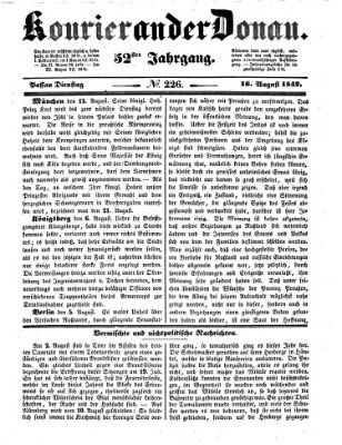 Kourier an der Donau (Donau-Zeitung) Dienstag 16. August 1842