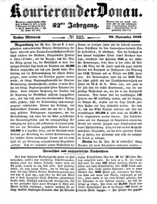 Kourier an der Donau (Donau-Zeitung) Mittwoch 23. November 1842