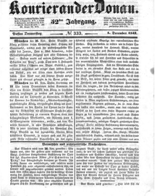 Kourier an der Donau (Donau-Zeitung) Donnerstag 1. Dezember 1842