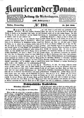 Kourier an der Donau (Donau-Zeitung) Donnerstag 16. Juli 1846