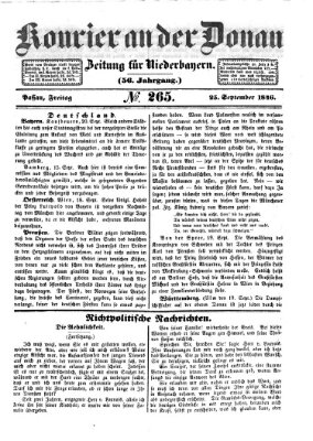 Kourier an der Donau (Donau-Zeitung) Freitag 25. September 1846