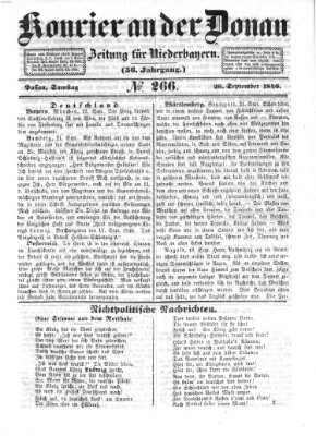 Kourier an der Donau (Donau-Zeitung) Samstag 26. September 1846