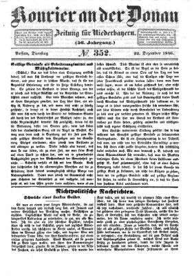 Kourier an der Donau (Donau-Zeitung) Dienstag 22. Dezember 1846