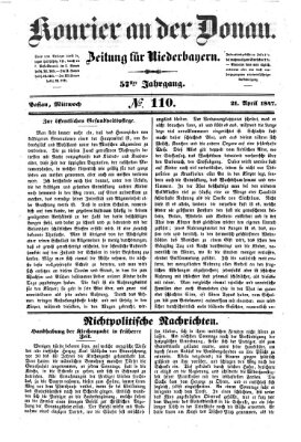 Kourier an der Donau (Donau-Zeitung) Mittwoch 21. April 1847