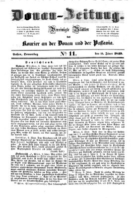 Donau-Zeitung Donnerstag 11. Januar 1849