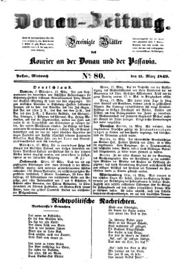 Donau-Zeitung Mittwoch 21. März 1849