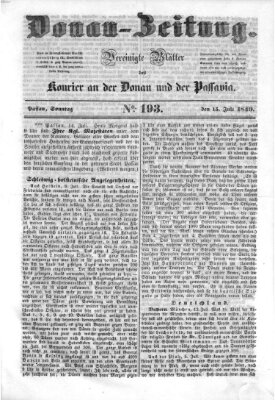 Donau-Zeitung Sonntag 15. Juli 1849