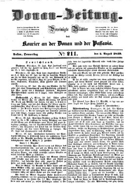 Donau-Zeitung Donnerstag 2. August 1849