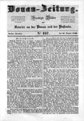 Donau-Zeitung Dienstag 28. August 1849