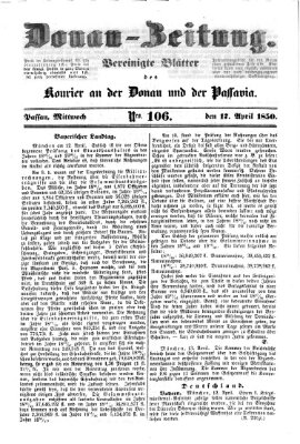 Donau-Zeitung Mittwoch 17. April 1850