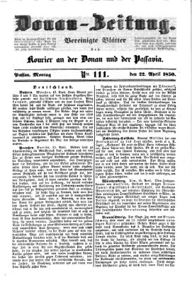 Donau-Zeitung Montag 22. April 1850