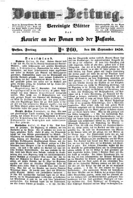 Donau-Zeitung Freitag 20. September 1850