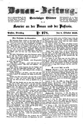 Donau-Zeitung Dienstag 8. Oktober 1850
