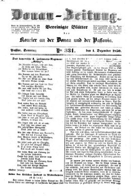 Donau-Zeitung Sonntag 1. Dezember 1850