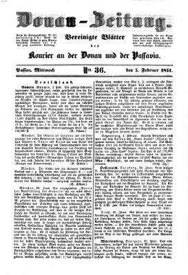 Donau-Zeitung Mittwoch 5. Februar 1851