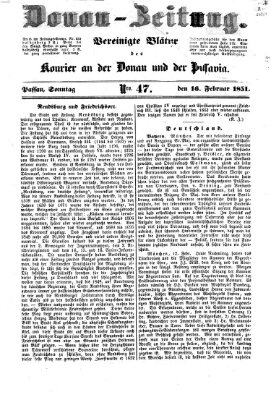 Donau-Zeitung Sonntag 16. Februar 1851
