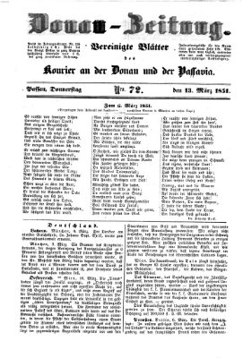 Donau-Zeitung Donnerstag 13. März 1851
