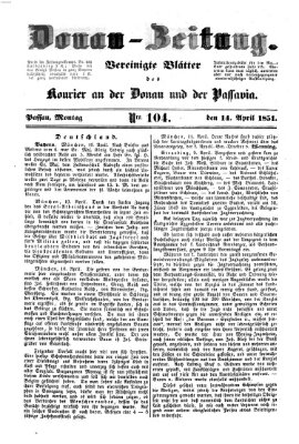 Donau-Zeitung Montag 14. April 1851