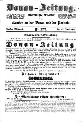 Donau-Zeitung Mittwoch 25. Juni 1851