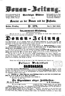 Donau-Zeitung Dienstag 1. Juli 1851