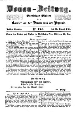 Donau-Zeitung Sonntag 17. August 1851