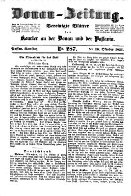 Donau-Zeitung Samstag 18. Oktober 1851