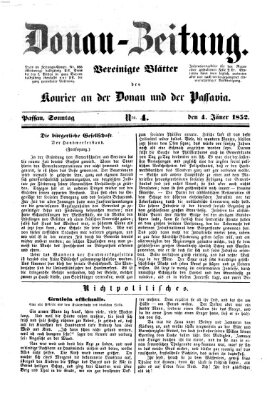 Donau-Zeitung Sonntag 4. Januar 1852