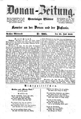 Donau-Zeitung Mittwoch 28. Juli 1852