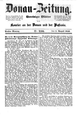 Donau-Zeitung Montag 2. August 1852