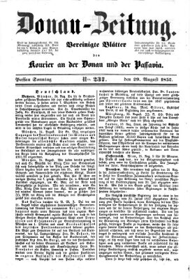 Donau-Zeitung Sonntag 29. August 1852