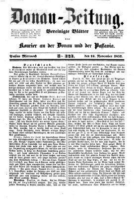 Donau-Zeitung Mittwoch 24. November 1852