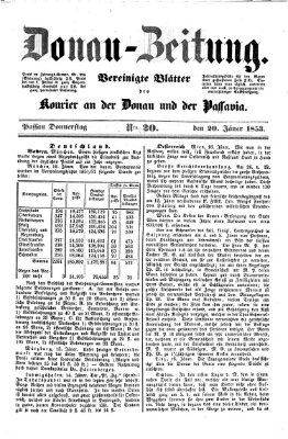 Donau-Zeitung Donnerstag 20. Januar 1853
