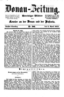 Donau-Zeitung Samstag 2. April 1853