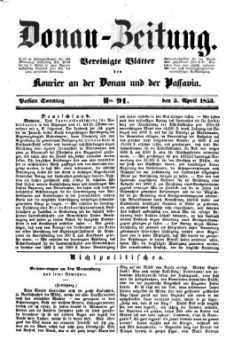 Donau-Zeitung Sonntag 3. April 1853