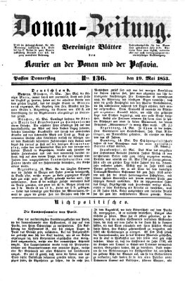Donau-Zeitung Donnerstag 19. Mai 1853
