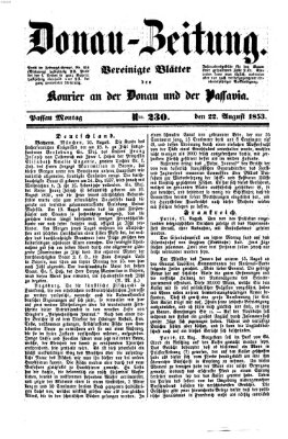 Donau-Zeitung Montag 22. August 1853
