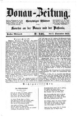 Donau-Zeitung Mittwoch 7. September 1853