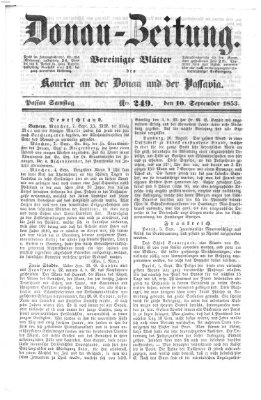 Donau-Zeitung Samstag 10. September 1853