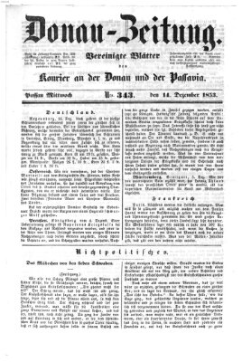 Donau-Zeitung Mittwoch 14. Dezember 1853