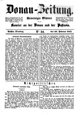 Donau-Zeitung Dienstag 20. Februar 1855