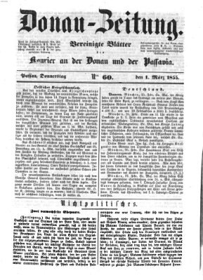 Donau-Zeitung Donnerstag 1. März 1855