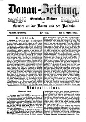 Donau-Zeitung Dienstag 3. April 1855