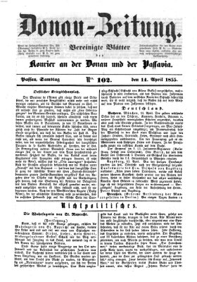Donau-Zeitung Samstag 14. April 1855