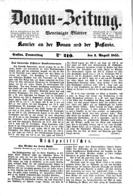 Donau-Zeitung Donnerstag 2. August 1855