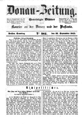 Donau-Zeitung Samstag 22. September 1855