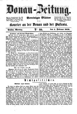 Donau-Zeitung Montag 4. Februar 1856