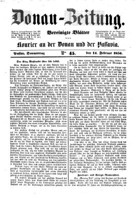 Donau-Zeitung Donnerstag 14. Februar 1856